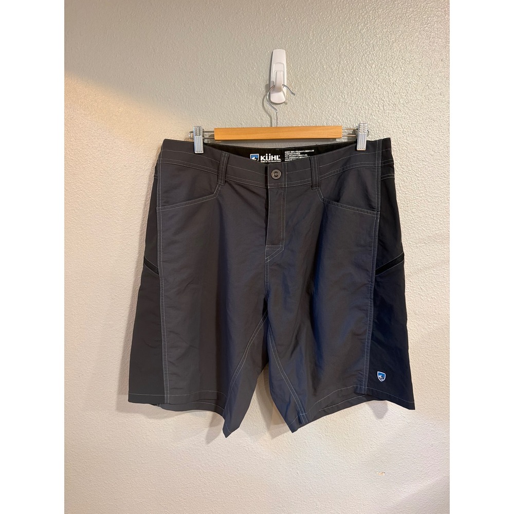 Kuhl Hybrid Hiking Shorts Mens 36 Gray Black Ripstop Stretch Technical Trail